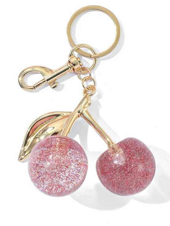 Unbranded Accessories - Cherry Pink Glitter Gold Tone Keychain/Bag Charm - NWT